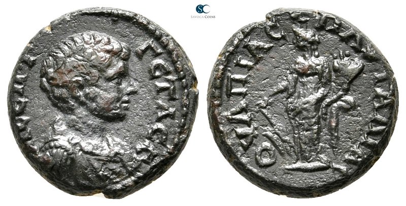 Thrace. Pautalia. Geta as Caesar AD 197-209. 
Bronze Æ

18 mm., 5,04 g.


...