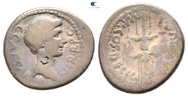 The Triumvirs. Octavian 40 BC. Q. Salvius, moneyer. Military mint traveling with Octavian in Italy. Denarius AR