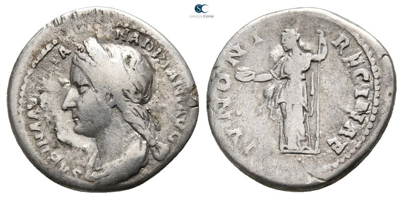 Sabina Augusta AD 128-137. Rome
Denarius AR

19 mm., 3,06 g.



nearly ve...