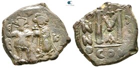 Constans II, with Constantine IV AD 641-668. Constantinople. Follis Æ