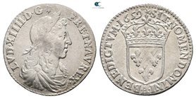 France. Louis XIV 'the Sun King' AD 1643-1715. 1/12 Ecu AR 1659