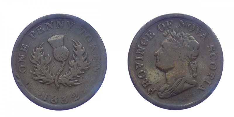 CANADA - Canada - Nova Scotia - 1 Penny Token 1832 - KM#2