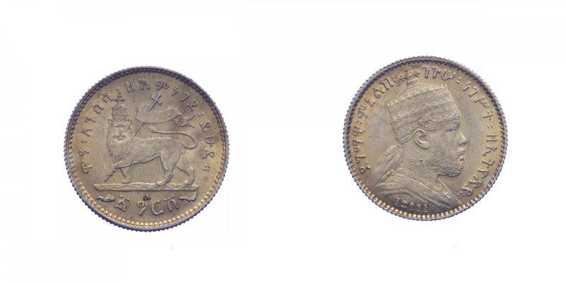 ETIOPIA - Etiopia - Menelik II - 1 Gersh 1895 - Ag