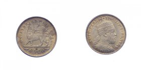 ETIOPIA - Etiopia - Menelik II - 1 Gersh 1895 - Ag
