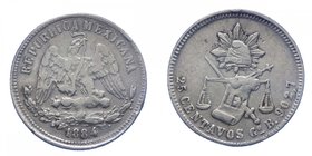 MESSICO - Messico - 25 Centavos 1884 - Ag
