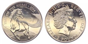 INGHILTERRA - Inghilterra - Elisabetta II - 2 Pounds 2014 - Anno del Cavallo - 1 Oz Ag
