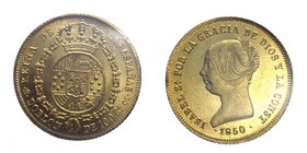 SPAGNA - Isabella II (1833-1868) 100 Reales 1850 - Madrid - Periziata FDC - Au Gr. 8,20