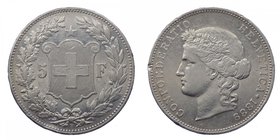 SVIZZERA - Svizzera - 5 Franchi 1889 - RARA - Ag
BB+