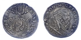 Ancona - Ancona - Gregorio XIII (1572-1585) Testone - Ag Gr.9,34