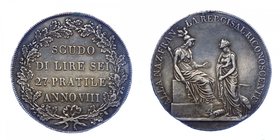 Milano - Repubblica Cisalpina (1797-1802) Scudo da 6 Lire - 27 Pratile Anno VIII - RARA - Ag Gr.23,07
BB/SPL