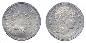 Regno di Napoli - Gioacchino Napoleone Murat (1808-1815) 2 Lire 1813 - Periziata qFDC/FDC - RARA - Ag