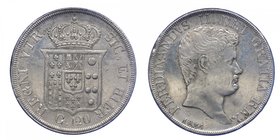 Regno due Sicilie - Ferdinando II (1830-1859) Piastra 120 Grana 1834 - Periziata SPL+ - Ag