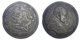 Stato Pontificio - Urbano VIII (1623-1644) Piastra Anno XII - Muntoni 39 - RARA - Periziata BB+ - Ag