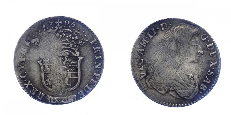 Vittorio Amedeo II - Vittorio Amedeo II Duca (1680-1713) 1 Lira 1705 (IV Tipo) T...