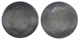 Carlo Emanuele III - Carlo Emanuele III (1730-1773) Scudo da 6 Lire 1765 - Periziata BB+ - RARA - Ag