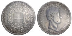 Carlo Alberto - Carlo Alberto (1831-1849) 2 Lire 1844 Genova - Periziata BB - RR MOLTO RARA - Ag