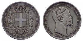 Vittorio Emanuele II - Vittorio Emanuele II (1849-1861) 2 Lire 1850 Torino - RARA - Ag
BB++