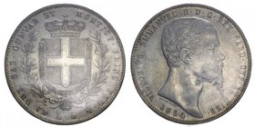 Vittorio Emanuele II - Vittorio Emanuele II (1849-1861) Scudo da 5 Lire 1854 Genova - Periziata qSPL - RARA - Ag