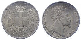 Vittorio Emanuele II - Vittorio Emanuele II (1849-1861) Scudo da 5 Lire 1859 Genova - RARA - Ag