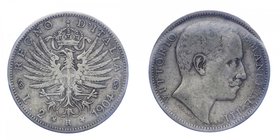Vittorio Emanuele III - Vittorio Emanuele III (1900-1943) 2 Lire "Aquila Sabauda" 1904 - Roma - RR MOLTO RARA - Ag
BB+