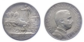 Vittorio Emanuele III - Vittorio Emanuele III (1900-1943) 2 Lire "Quadriga Veloce" 1908 - Ag
qSPL
