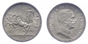 Vittorio Emanuele III - Vittorio Emanuele III (1900-1943) 2 Lire "Quadriga Briosa" 1917 - NC - Ag