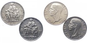 Vittorio Emanuele III - Coppia n.2 monete Vittorio Emanuele III (1900-1943) 5 Lire "Fecondità" 1936 -1937 - Ag
SPL