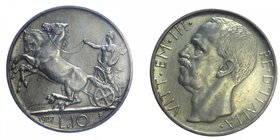 Vittorio Emanuele III - Vittorio Emanuele III (1900-1943) 10 Lire "Biga" 1927 ** (Due Rosette) - Periziato SPL+ - Ag