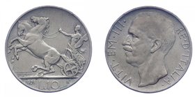 Vittorio Emanuele III - Vittorio Emanuele III (1900-1943) 10 Lire "Biga" 1928 * (Una Rosetta) - NC - Ag