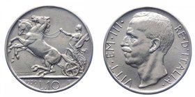 Vittorio Emanuele III - Vittorio Emanuele III (1900-1943) 10 Lire "Biga" 1930 - RARA - NC - Ag
BB/SPL