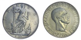 Vittorio Emanuele III - Vittorio Emanuele III (1900-1943) 10 Lire "Impero" 1936 XIV - Periziato SPL+ - Ag