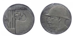 Vittorio Emanuele III - Vittorio Emanuele III (1900-1943) 20 Lire 1928 "Elmetto" Anno VI - Ag
mb