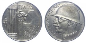 Vittorio Emanuele III - Vittorio Emanuele III (1900-1943) 20 Lire 1928 "Elmetto" Anno VI - Periziato Bello SPL - NC - Ag