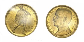 Vittorio Emanuele III - Vittorio Emanuele III (1900-1943) 50 Lire 1933 XI "Littore" - Periziata qFDC - RARA - Au