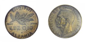 Vittorio Emanuele III (1939-1943) 0,10 Lek 1940 XVIII - PROVA - Periziata FDC - R4 Estrema Rarità