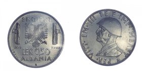 Vittorio Emanuele III (1939-1943) 0,50 Lek 1939 XVIII - PROVA - Periziata FDC - R4 Estrema Rarità