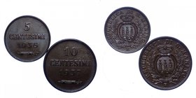 San Marino - Lotto 2 Monete - 5 Centesimi 1938 - 10 Centesimi 1937 - Cu