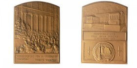 Medaglia Placca in Bronzo Trieste (1901-1950) Johnson. - 1901 Voti di popolo per la università Italiana - 1950 Inaugurazione dell'aula Magna - Opus Jo...