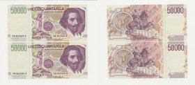 Repubblica Italiana - Banconote - Repubblica Italiana - 50000 Lire "Bernini" II Tipo 2 pezzi consecutivi
FDS