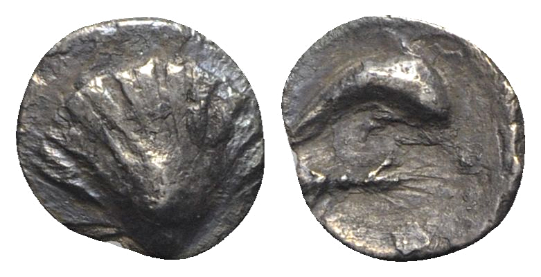 Southern Apulia, Tarentum, c. 325-280 BC. AR Hemilitron (8mm, 0.39g, 9h). Shell....
