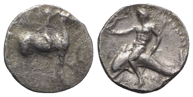 Southern Apulia, Tarentum, c. 280-272 BC. AR Nomos (21mm, 6.27g, 6h). Philokra- ...