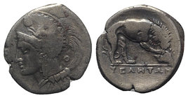 Northern Lucania, Velia, c. 300-280 BC. AR Didrachm (20.5mm, 6.83g, 9h). Philistion Group. Head of Athena l., wearing crested Phrygian helmet, decorat...