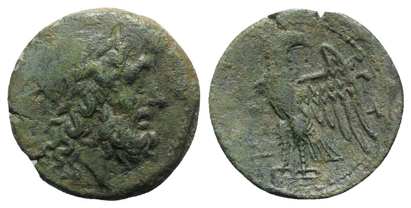 Bruttium, The Brettii, c. 211-208 BC. Æ Unit (22mm, 7.24g, 3h). Laureate head of...