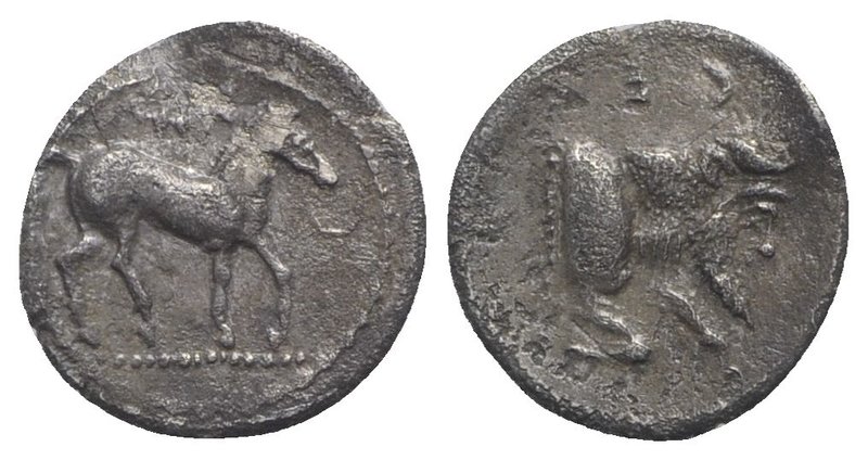 Sicily, Gela, c. 465-450 BC. AR Litra (10.5mm, 0.72g, 11h). Horse advancing r.; ...