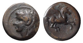 Sicily, Kephaloidion, c. 339/8-307 BC. Æ (13mm, 2.72g, 6h). Head of Herakles l., wearing lion's skin. R/ Pegasos flying r. CNS I, 5; SNG ANS 1320; HGC...