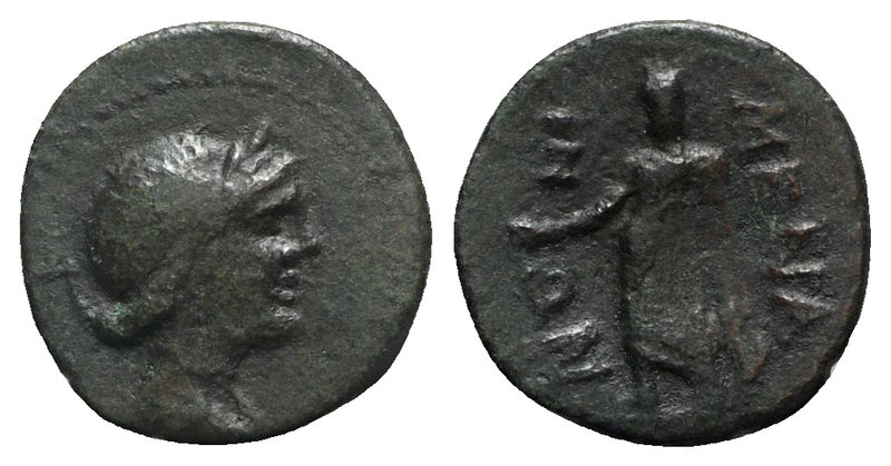 Sicily, Menaion, c. 200-150 BC. Æ Pentonkion (17mm, 3.05g, 12h). Laureate bust o...