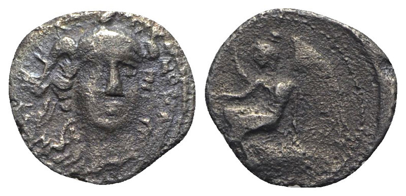 Sicily, Morgantina, c. 339/8-317 BC. AR 1¼ Litra (10mm, 0.90g, 12h). Head of Ath...