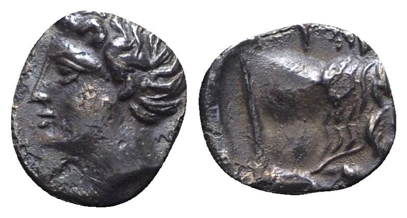 Sicily, Panormos as Ziz, c. 405-380 BC. AR Litra (8.5mm, 0.63g, 9h). Horned male...
