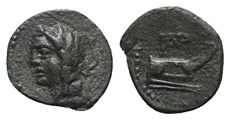 Sicily, Panormos, 2nd-1st century BC. Æ (12mm, 1.96g, 9h). Veiled head of Demete...