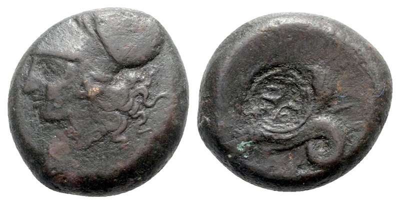Sicily, Syracuse, c. 375-344 BC. Æ Hemilitron (16mm, 5.60g, 9h). Head of Athena ...